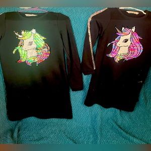 Matching H&M girl’s unicorn dresses